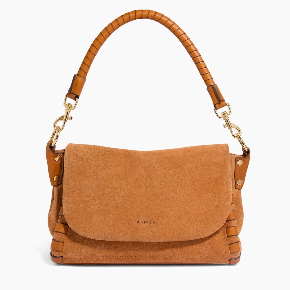 Aimee Kestenberg Leather Caramel Suede Convertible Crossbody Bag | Shoulder Bag - Picture 3 of 7